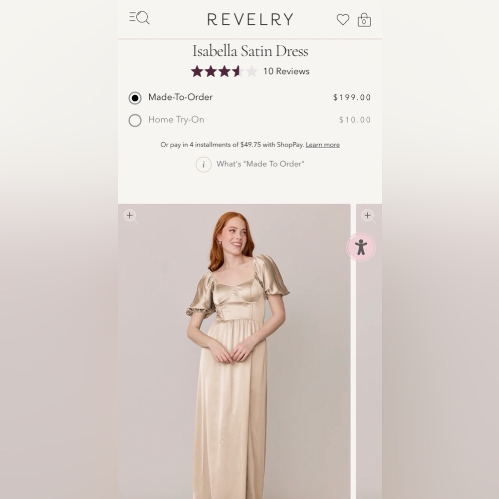 Revelry Isabella Satin Dress in Gold Champagne NEW Size 4